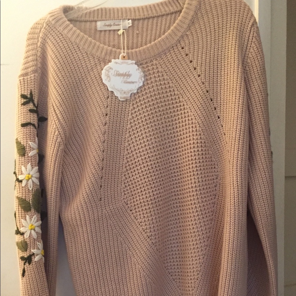 Blush Pink Sweater Daisy Detail by Simply Couture